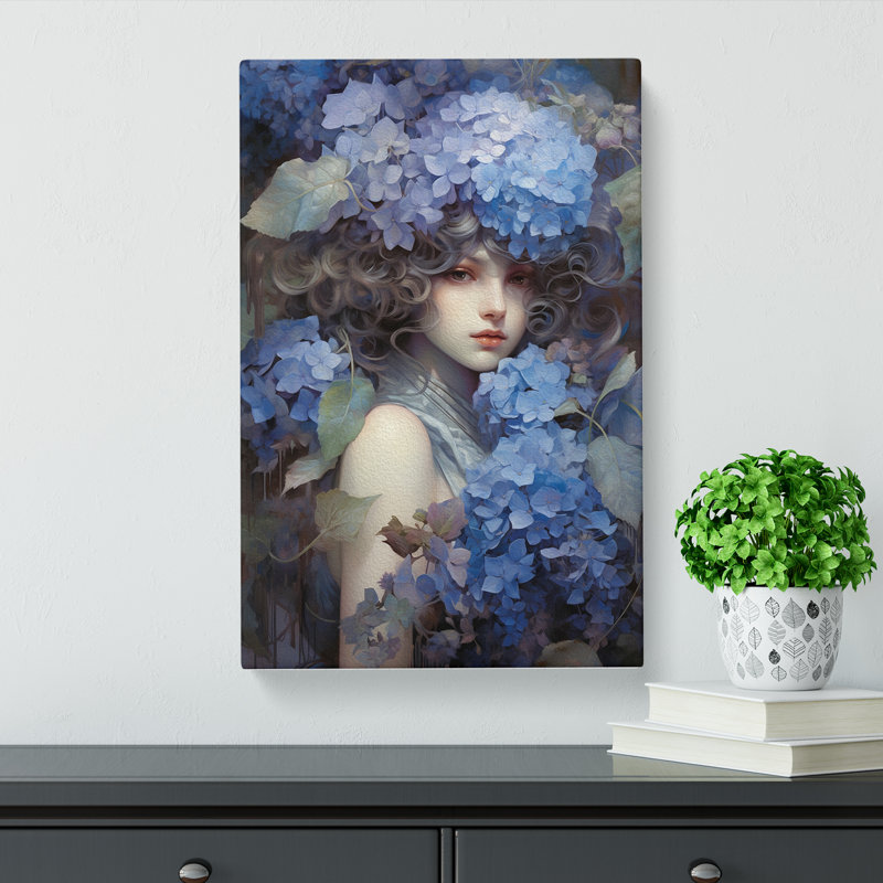 Hydrangea Tachisme - Print, 76cm H x 50cm W x 3cm D