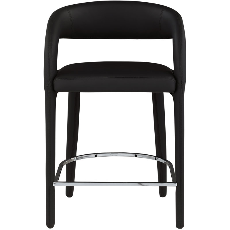 Arthur-William Faux Leather Counter Stool, Black Vegan Leather