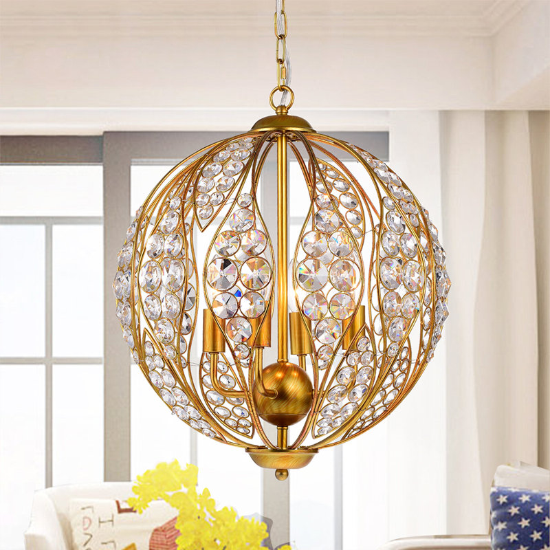 Maritza 3 - Light Dimmable Globe Chandelier, Gold