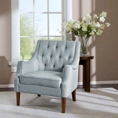 Chaise d'appoint capitonnée à boutons - Design transitionnel avec accoudoirs ronds