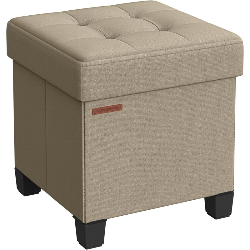 Rajane Upholstered Ottoman, Camel Brown Fabric