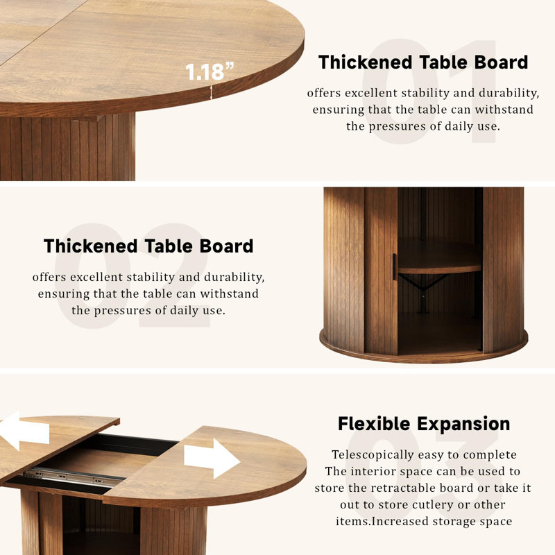Extendable Round Dining Table