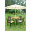 All Weather 5-Piece Patio Dining Table Sets, Patio Conversation Set Acacia Wood Table Top With Umbrella Hole, Rattan Outdoor