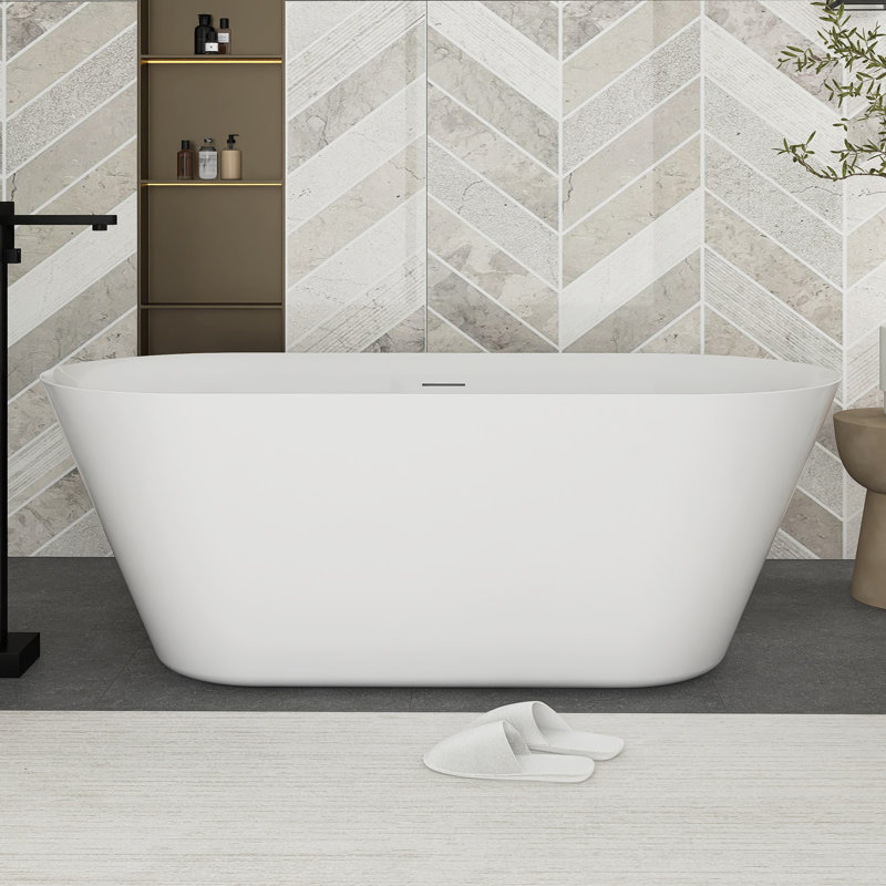 66" White Acrylic Freestanding Bathtub