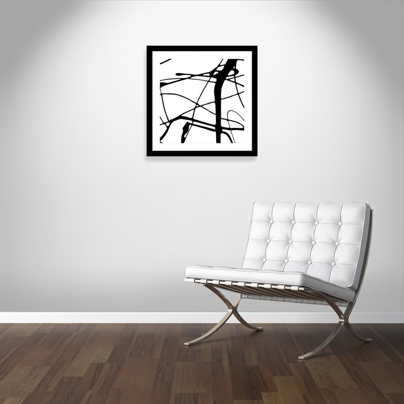 Intersection II - peinture encadrée, Encadrement avec passe-partout noir, H 29 po x l 29 po x P 1,25 po