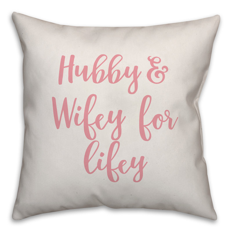  Coussin Hubby and Wifey for Lifey, Coussin décoratif, Blanc / rose
