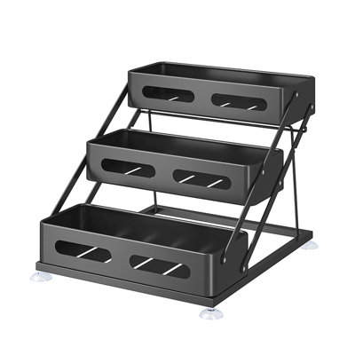 3 Tier Foldable Spice Rack Organizer，large Capacity Adjustable Height Seasoning Shelf For Countertop And Cabinet