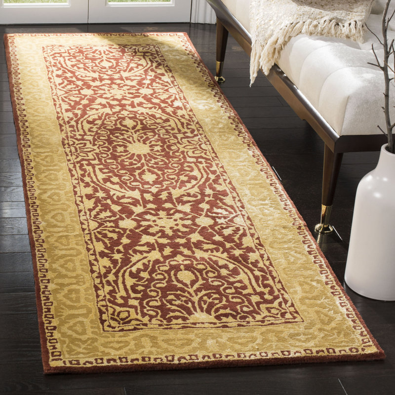 Tapis oriental en laine touffeté à la main Braxtan Silk Road, Tapis de couloir 2 pi 6 po x 12 pi