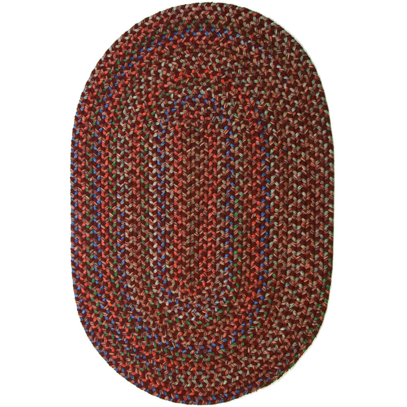 Tapis intérieur / extérieur rouge tressé à motif géométrique Deckerville, Ovale 7 pi x 9 pi