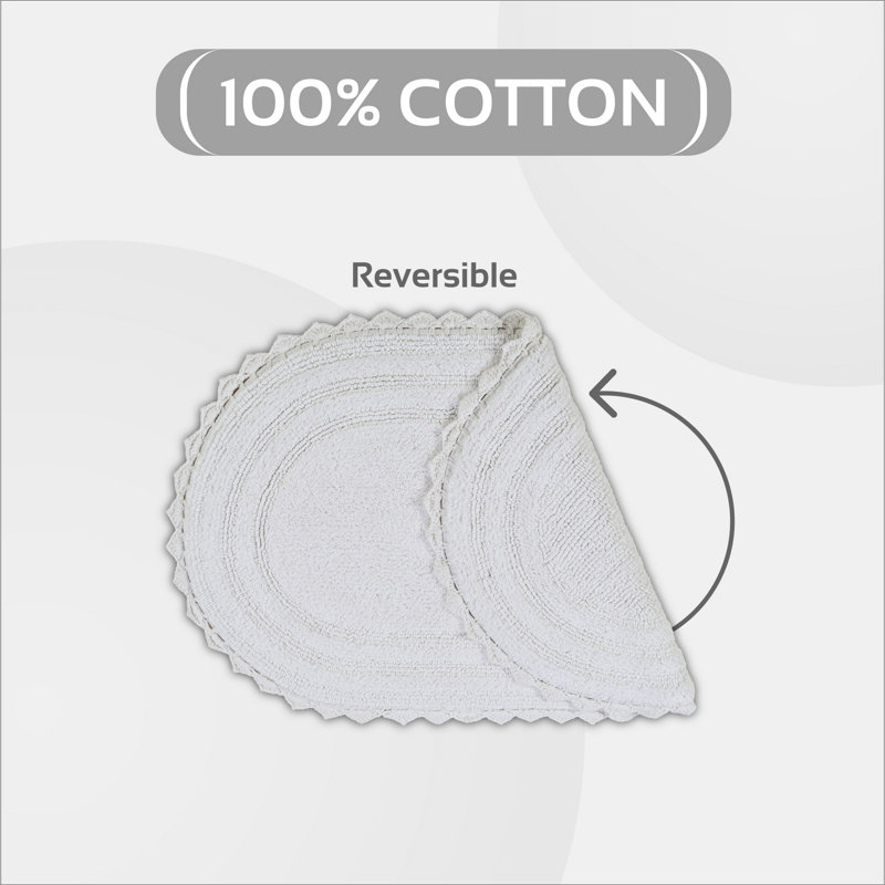 Maxeys 100% Cotton 1990 GSM Tufted Reversible Oval Bath Rug, OEKO-TEX Certified, Ultra Soft & Absorbent, Machine Washable Bathroom Rug for Sink, Vanity, & Powder Rooms, 17" x 24" Oval, White