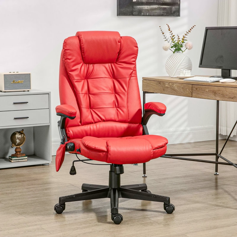 Fauteuil de bureau à haut dossier avec 6 vibrations HOMcom, Rouge