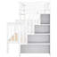 Lit superposé simple au-dessus d'un escalier double, construction en pin blanc et lit de rangement solide avec tablette, pour répondre aux besoins