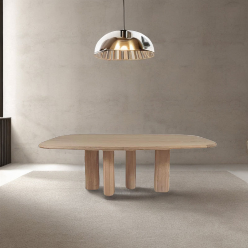 Oak Solid Wood Dining Table, 37.4" W x 72.83" L, Burly wood