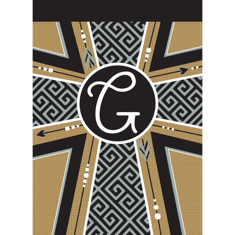 Drapeau de jardin monogramme en toile de jute en polyester 18 x 13 po