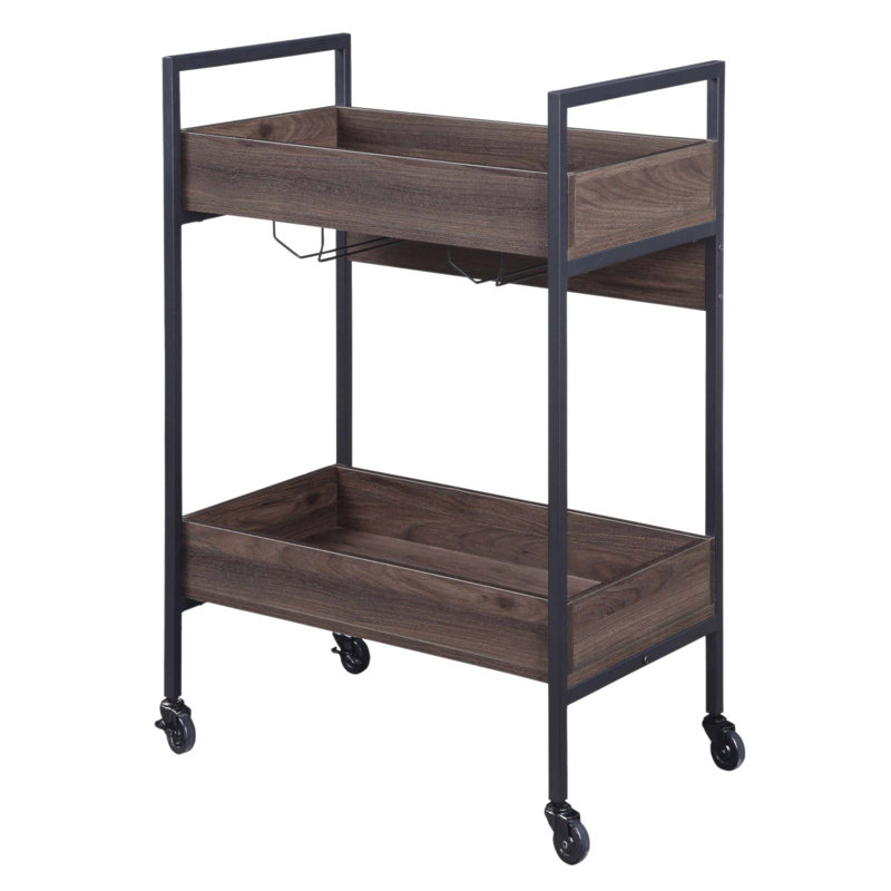 Chariot de service élégant et fonctionnel avec 2 tablettes, parfait pour une mobilité facile et une utilisation polyvalente dans n'importe quel décor.