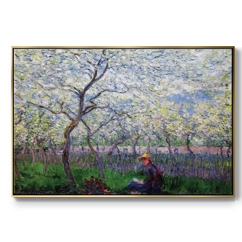 An An Verger In Spring, 1886, reproduction d'art sur toile, H 25 po x l 37 po x P 2 po, Or