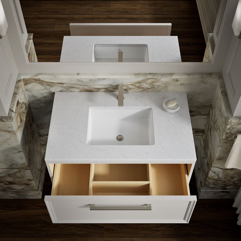 Lodern 37'' W x  23'' D x 16'' H Single Bathroom Vanity, Linen White