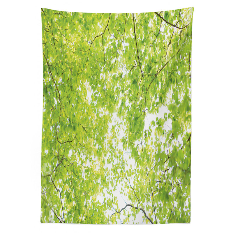 Fresh Summer Branches Leaves Tablecloth, 70" L x 52" W