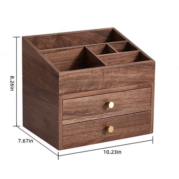 Umber Rea Wood 5 Compartment Makeup Organizer