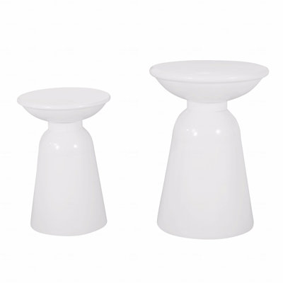 Outdoor Iron Side Tables With Flared Design, Set Of 2