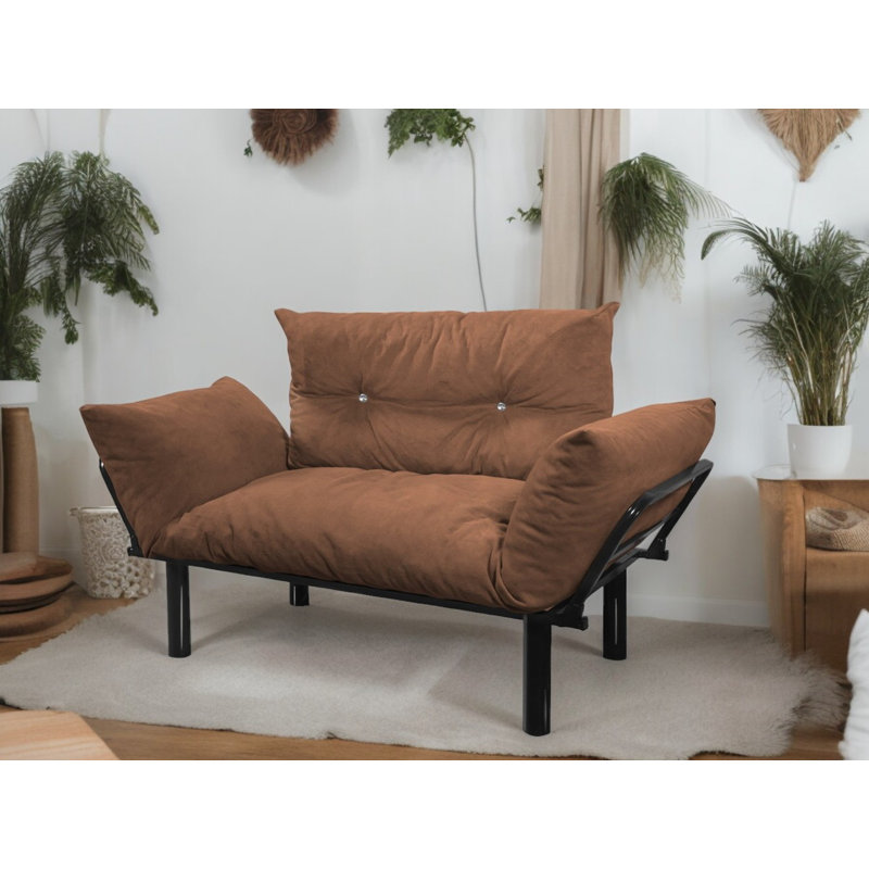 Morgun Upholstered 24'' Reception Loveseat, Brown