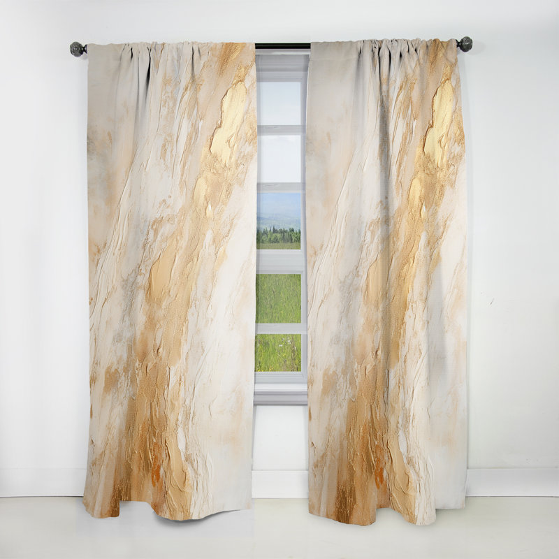 Or blanc marbre Geode Magic - Rideau abstrait obscurcissant en marbre abstrait - 1 panneau, L 52 po x L 63 po