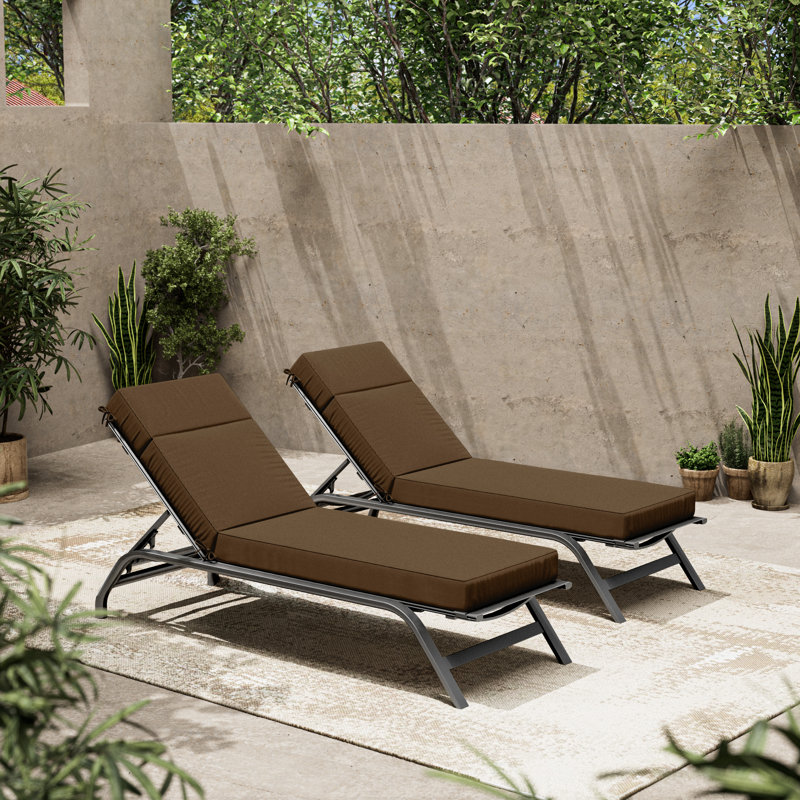 Outdoor Chaise Lounge Cushion – Weather-Resistant, Reversible, Plush Comfort, Brown, 21" W x 72" D
