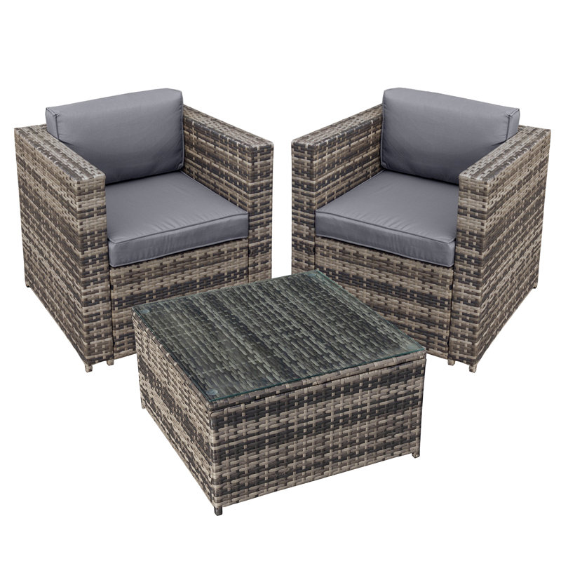 Oseasons® Syeed Rattan 2 Seat Tea for Two Set in Walnut Grey, Brown