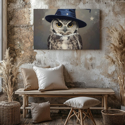 Art mural d'Halloween fantaisiste avec un chapeau étoilé et un charme d'automne prêt à être accroché au mur