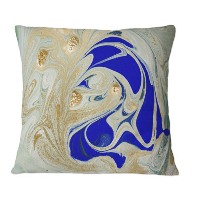 Liquid Art In Blue And Green - Modern Printed Throw Pillow