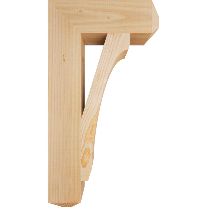 H Support en bois / corbeau, H 26 po x l 3,5 po x P 14 po, Douglas (lisse)