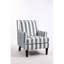 Fauteuil rembourré avec lin rayé bleu et blanc, garniture cloutée de style rétro pour le salon, confortable et stable
