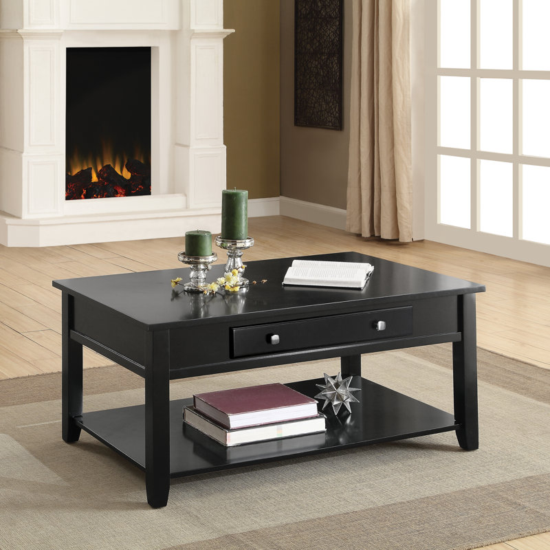 Table basse avec plateau relevable, noir