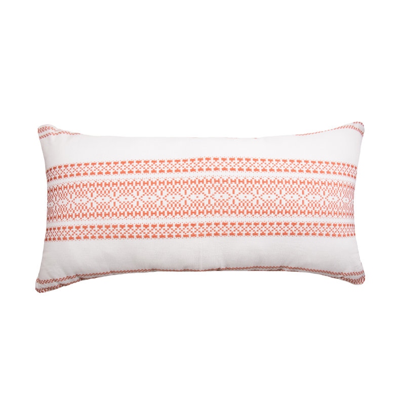 Clayton Geometric Woven Lumbar Throw Pillow, Rust