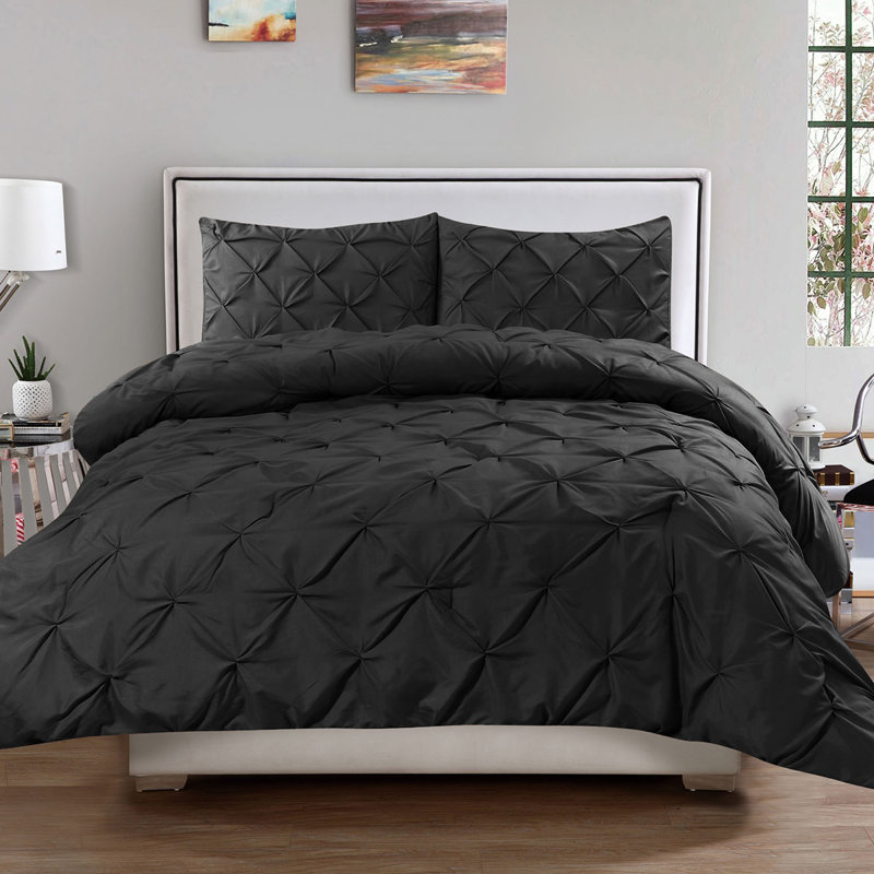Ensemble de housse de couette réversible de luxe, Noir, Grand
