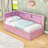 Twin Wooden Bed with Trundle,USB and LED-106847434