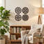 Ensemble de 4 décorations murales Boho Hollow Wood Mandala - Découpes rondes en bois pour le salon, la chambre à coucher et le vestibule
