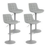 Lochie Swivel Adjustable Height Bar Stools Faux Leather Modern Barstools Upholstered Counter Stools