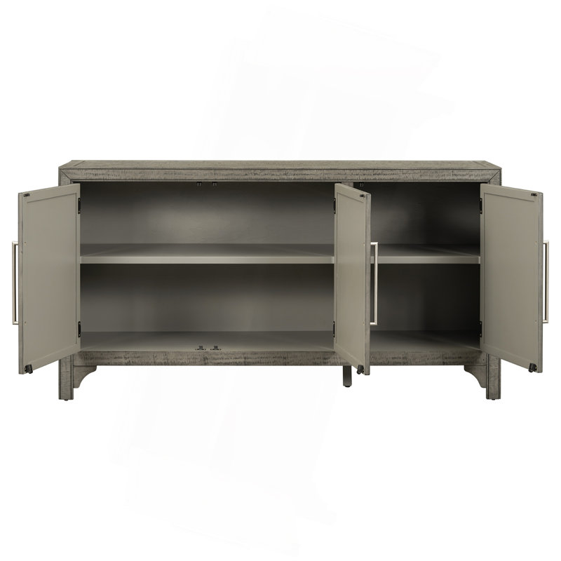 Buffet d'armoire de rangement avec panneau de fibres à densité moyenne et placage de pin, tablettes réglables, convient aux salons, aux entrées et aux salles d'étude.