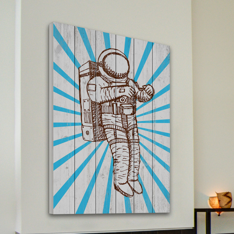 «Space suit», reproduction sur bois blanc, H 36 po x l 24 po x P 1,5 po