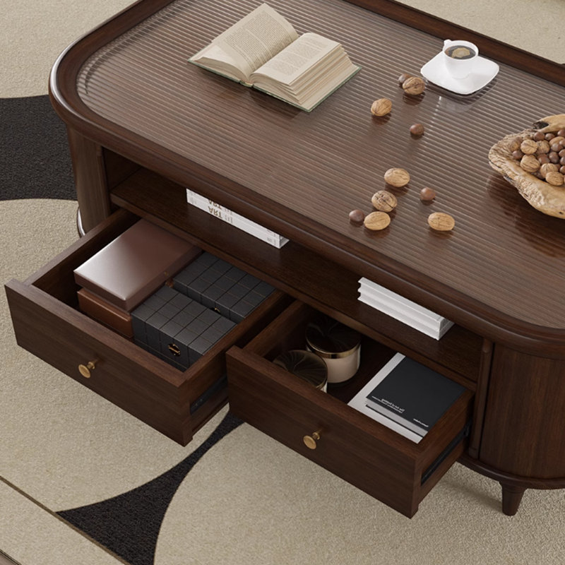 Table basse en bois massif au design rétro, H 19,68 po x L 47,24 po x l 25,59 po