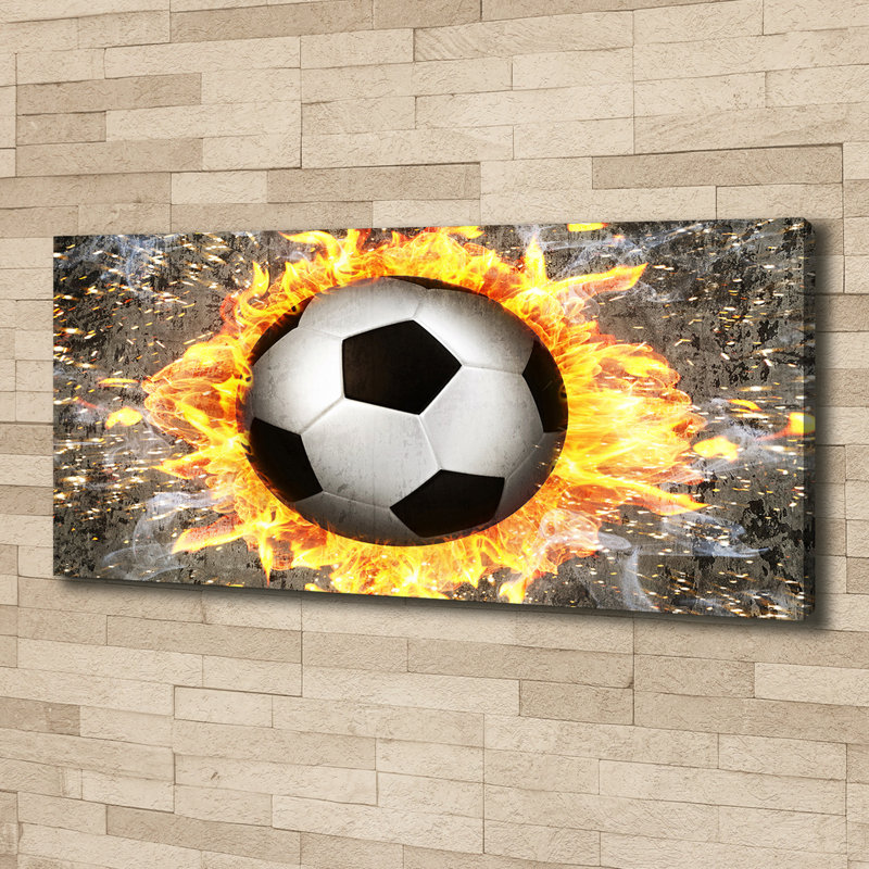 Burning Soccer Ball - No Frame Print on Canvas