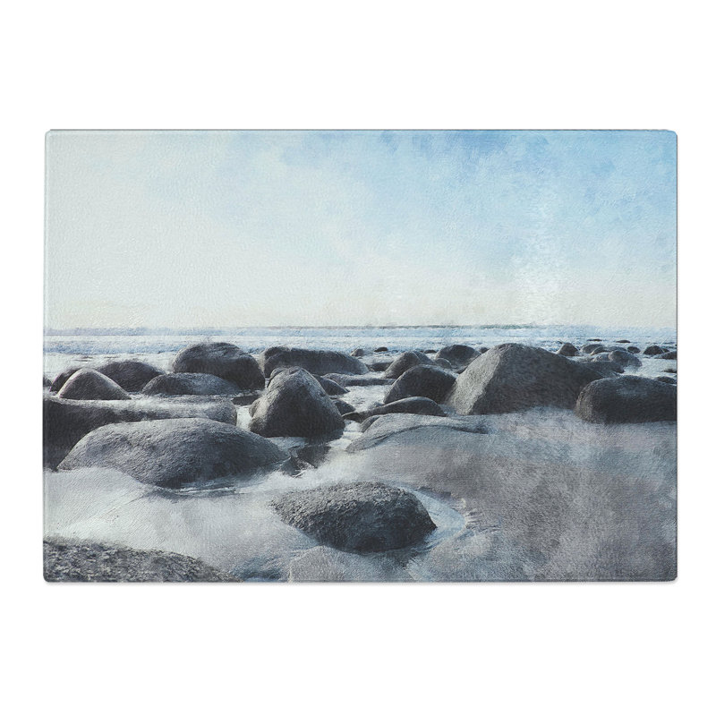 Tempered Glass Lofoten Beach in Norway Chopping Board, 28.5 cm x 39 cm