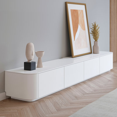 Meuble télé en bois massif de style crème