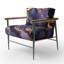 Fauteuil en velours abstrait mauve et bleu 25 po-108610551