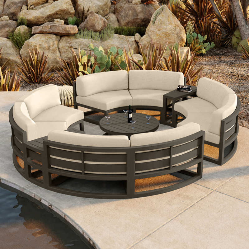 Avion Outdoor 7 - Piece Conversation Set, Slate, Cast Silver Sunbrella®