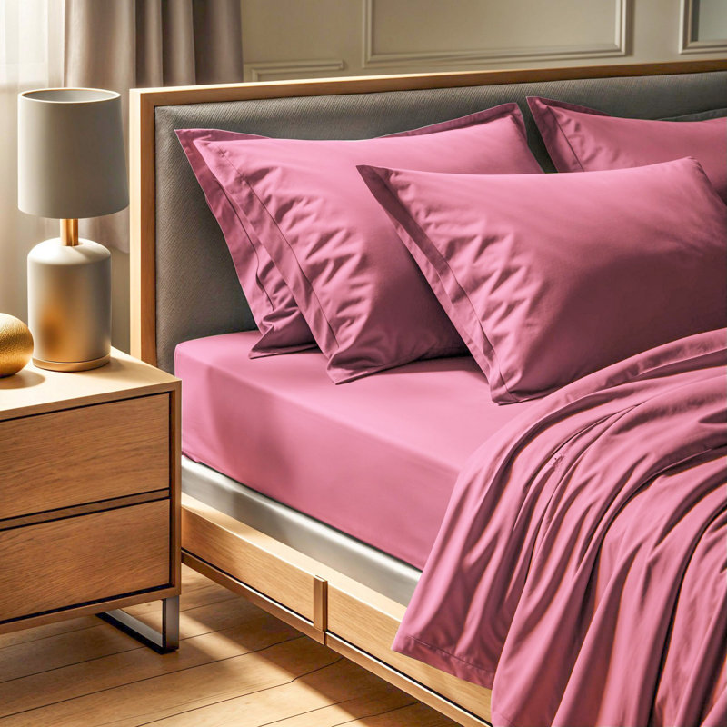 Premium Fitted Sheet, Dusty Rose, 55.1 x 74.8 inches | 100% Cotton Ranforce, 155 Thread Count | Soft, Breathable, and Machine Washable at 86°F | Perfect for Luxurious Bedding and Comfort