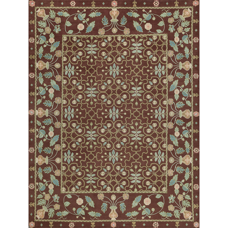 Classic Wool Floral Area Rug, Rectangle 9' x 12'