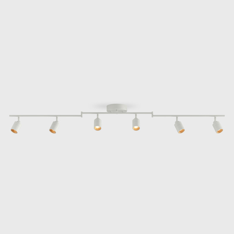Ensemble d'éclairage sur rail articulé 62,2 po à 6 lumières avec lumière à intensité variable et tête réglable, Blanc sable