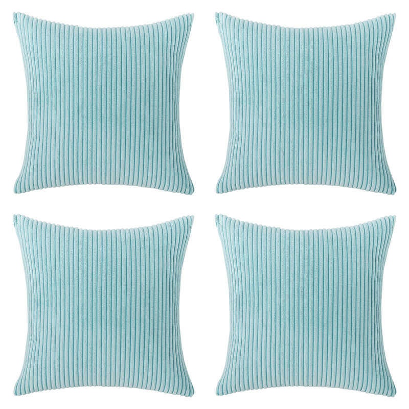 Housse de coussin à rayures, 18 po x 18 po, Bleu clair